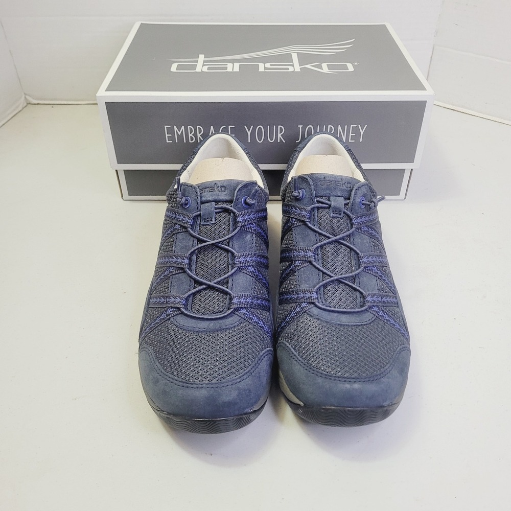 Dansko Women's Harlyn Sneaker Size 41 (US 10.5) Blue Suede Bungee Walking Shoes - Picture 3 of 15